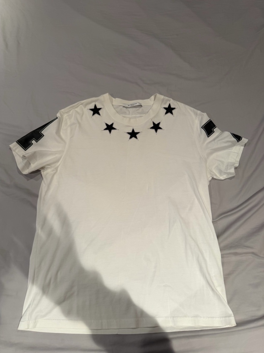 Givenchy White Short-Sleeve Tee with Black Star Collar